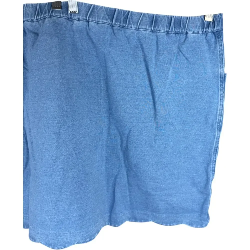 Quacker Factory DreamJeannes‎ Skort 3X Short Blue Stretch Denim Heart Pocket NWT